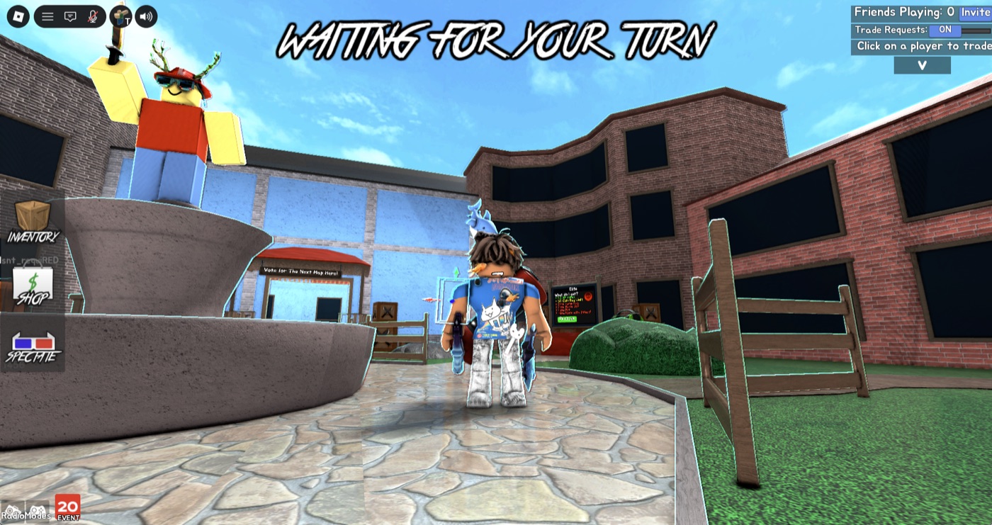 Prism in a sunny Roblox lobby with soft shadows and outlined edges
